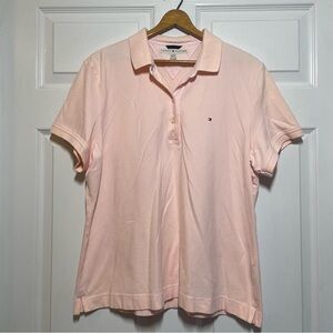 Tommy Hilfiger Womens XL Polo Golf Shirt Light Pink Embroidered Logo